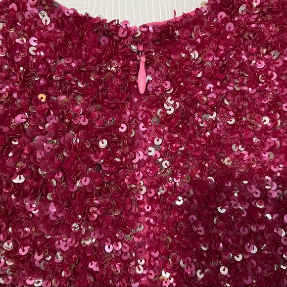 THEIA PINK SEQUINNED SLEEVELESS DRESS - Picture 5 of 14